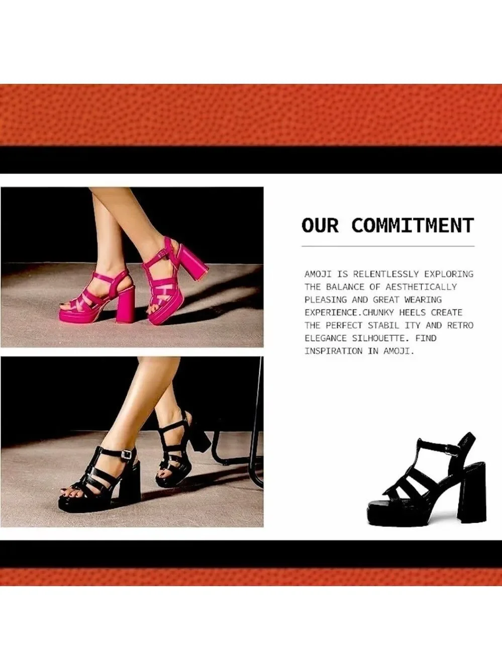 AMOJI Strappy Block Heel (Super Comfy!) 4” Gladiator Platform Sandals NWT/8.5